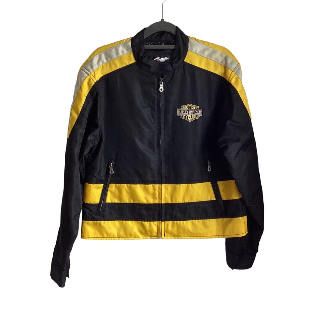Harley Davidson Women’s Black and Yellow Jacket.  Size M